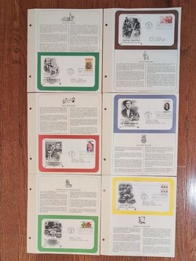 USPS April -  July 1982 First Day Cover Stamp Letter + Inserts Album Page